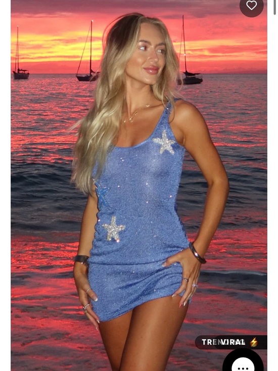 White Fox Boutique Dresses & Skirts - White Fox Boutique Gen Z Love Sequin Knit Mini Dress Blue